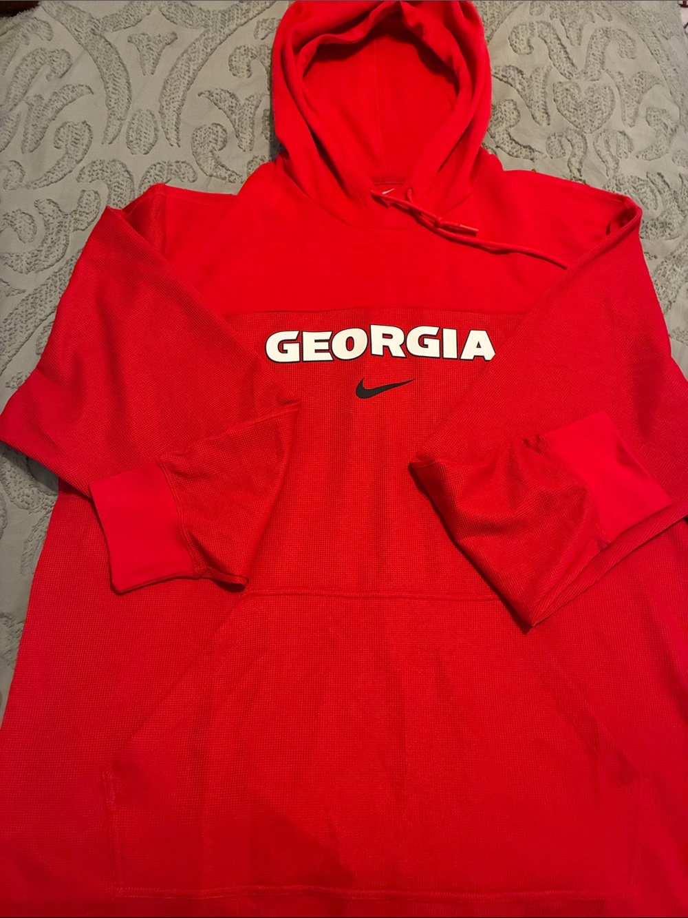 Nike Red Georgia Hoodie with White Logo - Large
